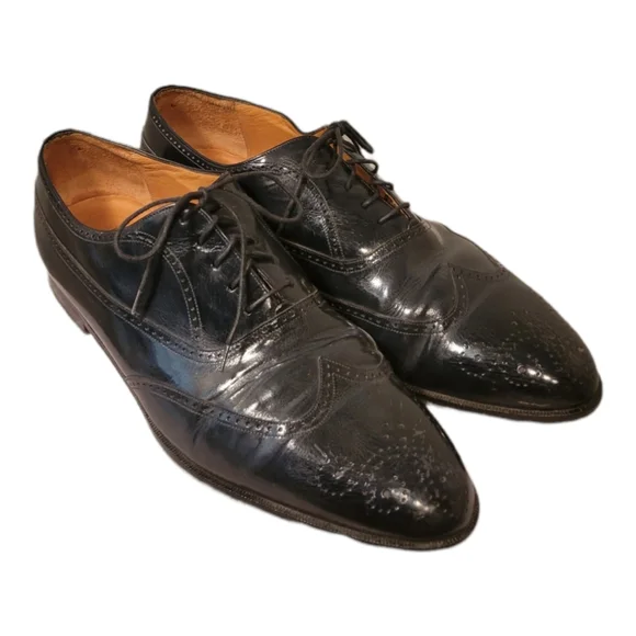Vintage  Blue Wingtip Men\'s Dress Shoes By Miguel Angel/Size 11.5 Lace Up Vintage Blue Leather Wingtip Dress Shoes - Miguel Angel  main image 4